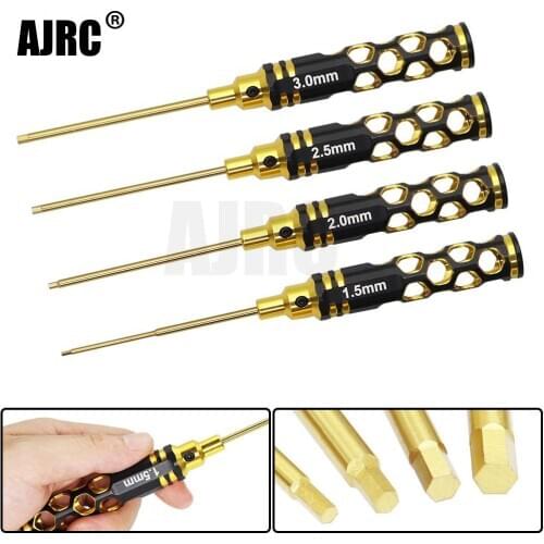 AJRC 4Pcs 1.5 / 2.0 / 2.5 / 3.0 Honeycomb hollow light-feeling hexagonal screwdriver set for RC model car track SCX10 TRX4 TRX6