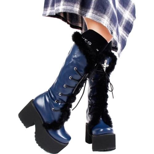 Princess sweet lolita gothic shoes Lolilloliyoyo New custom shoes high heel punk boots lace up thick soled muffin boots pu8639