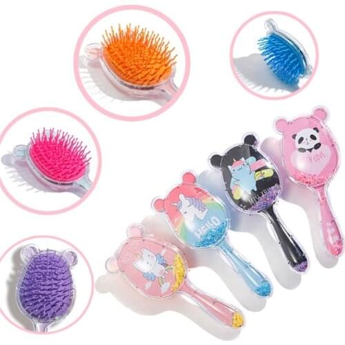 2021 Cartoon Cute Panda Printed Air Cushion Comb Transparent Air Comb Massage Hair Comb Plastic Rainbow Comb Hair Brush