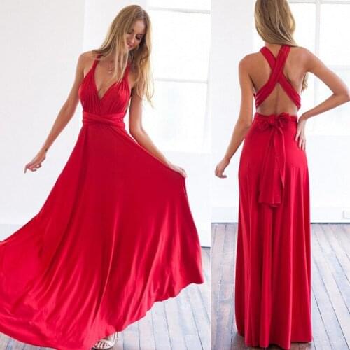 Sexy Boho Long Dress Womens Multi Way Multi Rope Cross Open Back Sexy Bandage Maxi Party Dress Summer Bridesmaids Robe Vestidos