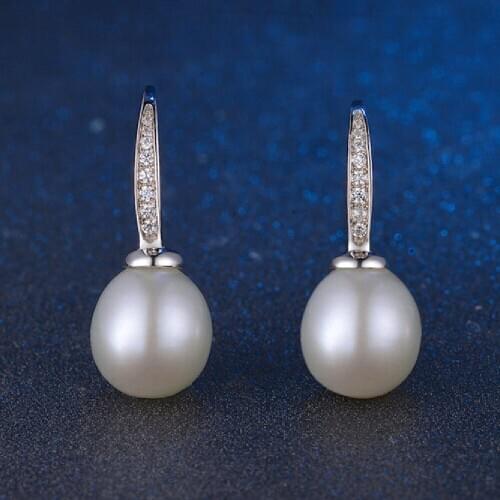 S925 Sterling Silver Choi Jewelry Natural Freshwater Pearl Classic Micro-Set Earrings Ear Hooks Jewelry