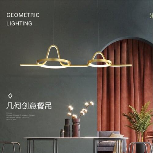 Modern minimalist dining room chandelier modern minimalist bar counter creative led strip light Nordic ring dining room lamps