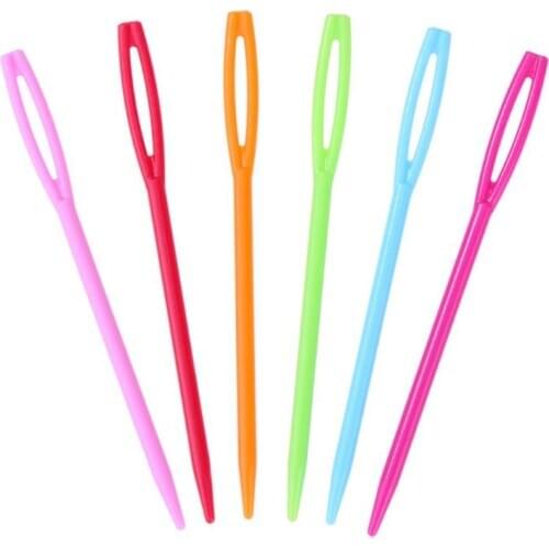 20PCs Mixed Color 7cm/9.5cm Plastic Knitting Needles Crochet Hooks Wool Yarn Needle Children DIY Sweater Weaving Tools Accessory