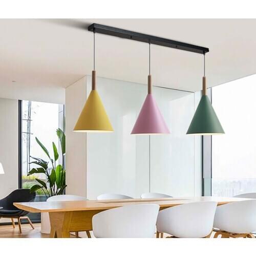 Light Fixtures Led-Pendant-Lamp Room-Decor Metal Dinning Nordic-Design E27 7 colors
