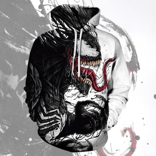 Hoodie Men Fashion Hooded Teenage Students 3D Venom Hoodie Print 2021 New Clothes European and American Spring Oversized Coat