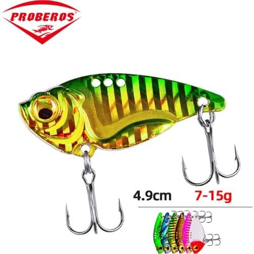 PRO BEROS 7/10/15g 3D EyesMetal Vib Blade Lure Sinking Vibration Baits Artificial Vibe for Bass Pike Perch Fishing