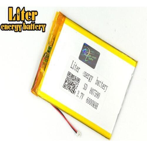 1.25MM 2pin connector 807590 3.7V 6000mah Lithium Polymer Battery for Medical equipment, beauty equipment