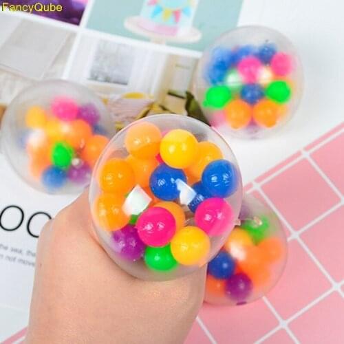 1PC Funny Anti-Stress squishy LED Mesh Ball Grape Squeeze Sensory Fruity Novelty Toys Kids & Adults Play Vent ToyS Gift