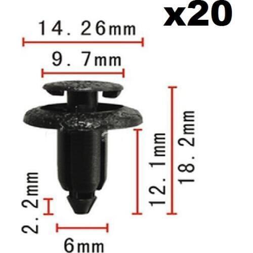 20 Pcs/Set For Toyota 90467-06133-CO Nylon Rocker Panel Push-Type Rivet Retainer Clips