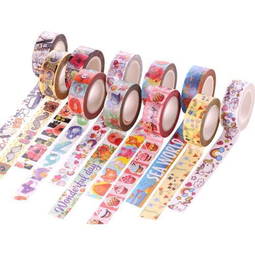 24 Style Cartoon Decorative Washi Tape Diy Scrapbooking Masking Tape School Office Supply Escolar Papelaria 10m*15mm