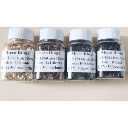 500PCS Silicon Copper Rings 4.0x3.0x6.0mm Flaring Micro Copper Tube Rings Beads Links For Human Hair Extensions