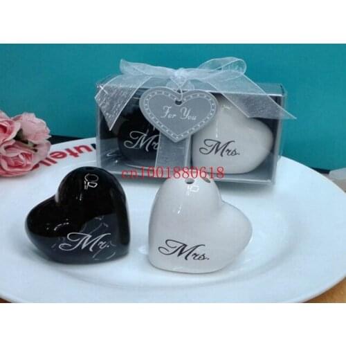Free Shipping Heart Shape Mr. & Ms Salt Pepper Shaker Wedding Gifts For Guest,100pcs=50Sets/lot