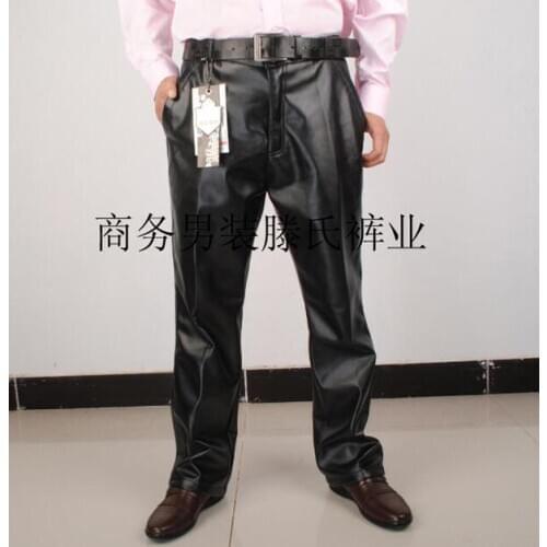 Autumn motorcycle faux leather pants mens Straight loose pants personality pu trousers for men fashion pantalon homme winter