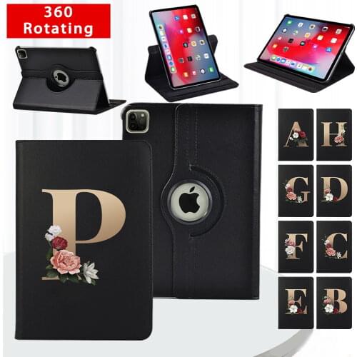 360 Degree Rotating Flip Tablet Case for Apple Ipad Air 1 Air 2 9.7"/Air 3 10.5"/Air 4 10.9" Anti -cratch Gold Letter Cover Case
