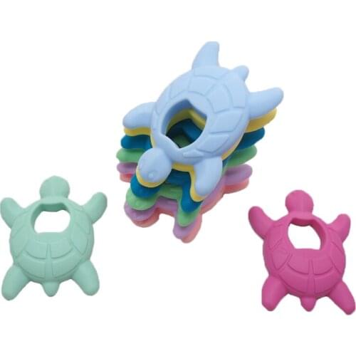 Chenkai 10PCS BPA Free Baby Silicone Turtle Teether Silicone Tortoise Teething Food Grade For DIY Nursing Pacifier Chain Gifts