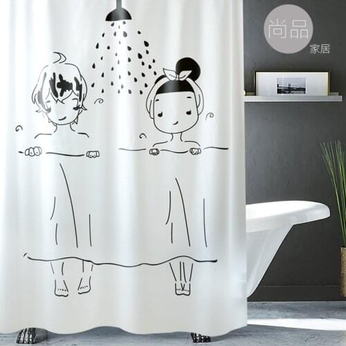 Shower Room Bath cord fabric TOILET Cartoon waterproof Shower curtain suit Free punching hook Toilet Curtain door Curtains