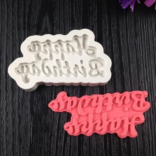 DIY Happy Birthday Letter Form Silicone Mold Ice Jelly Chocolate Cake Sugar Mold Birthday Party Cake Making DIY Decoration Tools