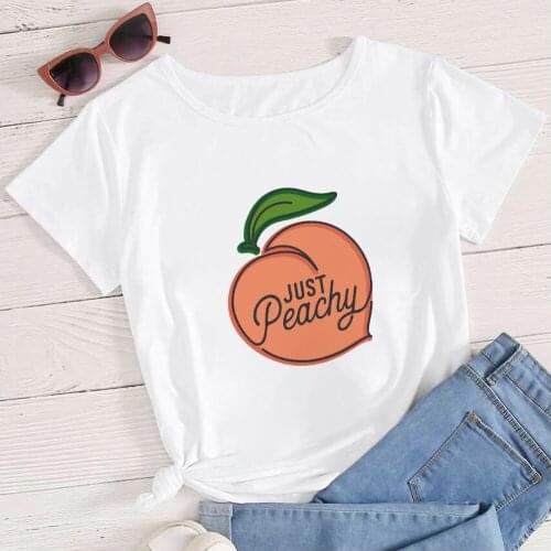Fruit Series T Shirt Just Peachy Printed Summer Modern T-shirt Punk Streetwear Creative versatile Soft Tshirt Women Top Tees