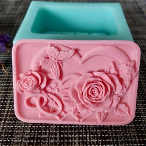HC0125 PRZY Flower Soap Silicone Mold flowers Soap Molds Heart Rose butterfly Clay Resin Gypsum Chocolate Candle Candy Mold