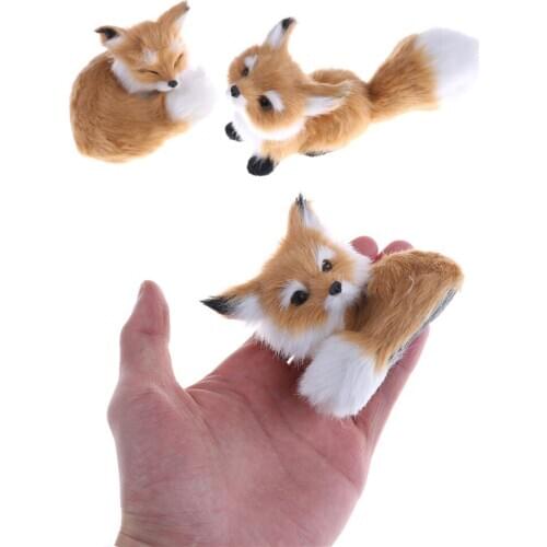 Simulation brown fox toy furs squatting fox model home decoration Animals World with Static Action Figures Toys Gift for Kids