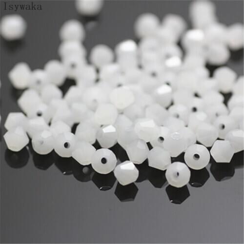 Isywaka Solid White Color 650pcs 3mm Bicone Austria Crystal Beads Glass Beads Loose Spacer Bead for DIY Jewelry Making