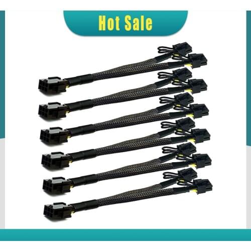 PCI-E 6 Pin to Dual PCIe 8 Pin (6+2) Image Card PCI Express Power Adapter GPU VGA Y-Splitter Extension Cable