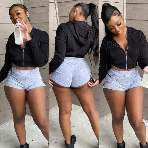 Echoine Autmn Winter Long Sleeve Black Jacket Zipper Short Hoodies Outwear Casual Cropped Hooded Slim Fit Sweatshirts Outfits