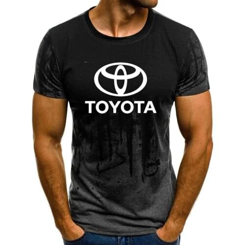 Summer Mens Short Toyota Car Logo Mens T-shirt Summer casual Cotton Gradient T shirts Fashion Hip Hop Harajuku Male Brand Tee