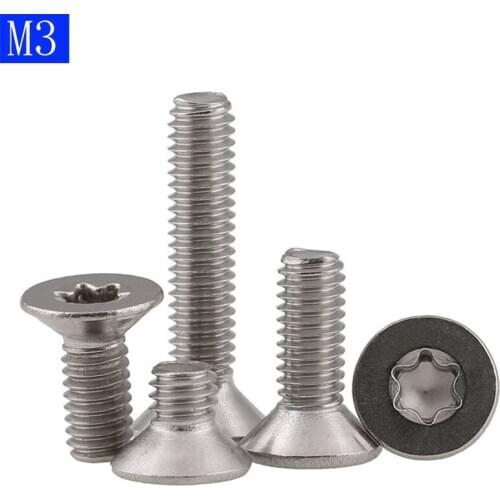 M3 x 0.5 3mm Flat Head Torx Security Machine Screws - A2 304 Stainless Steel