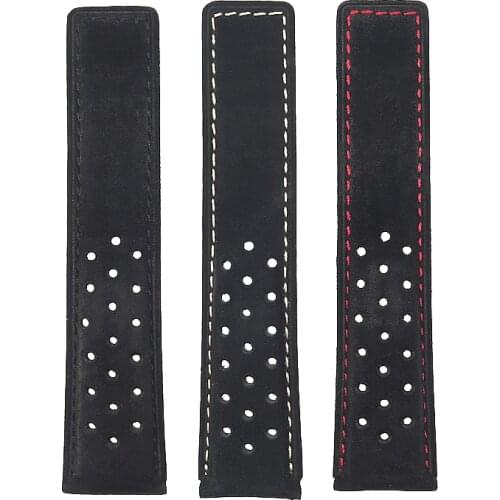 Frosted breathabl 22mm 24mm Leather With Knit Watchband For TAG HEUER Series Men Band Soft Thick Watch Strap Wrist Bracelet