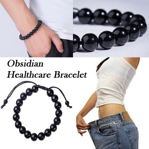 Mens Obsidian Bracelet Crystal Bracelet Bead Bracelet Hand Ornaments Best Birthday Decoration Gift Health Care Slimming Product