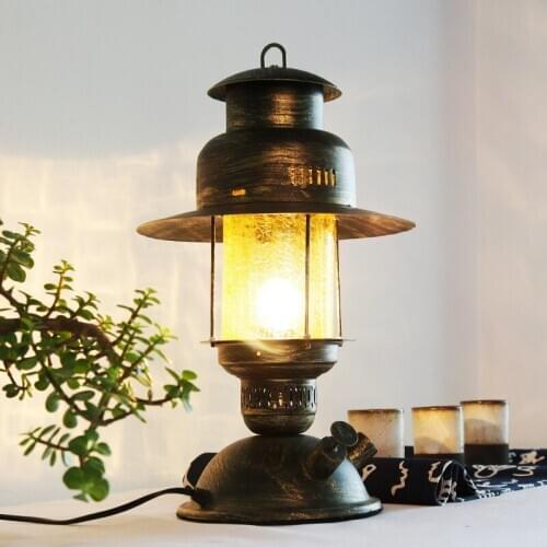Desk lamp, wrought iron tea set, tea room sitting room antique cottage lamps and lanterns of bedroom the head of a bed