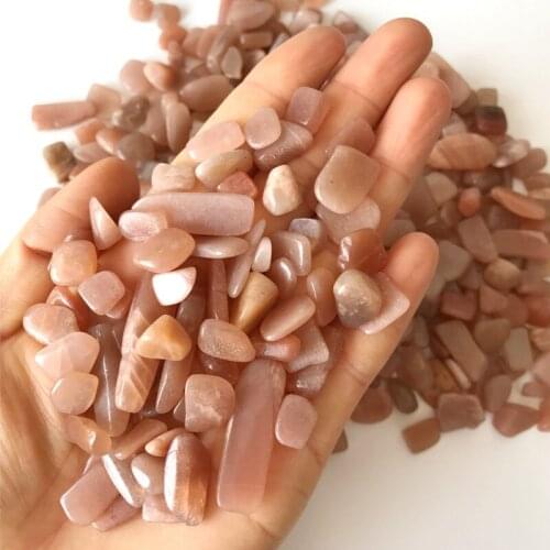 Natural Orange moonstone crystal gravel Stones Quartz Mineral Specime Healing Reiki Fish Tank Flowerpot Decoration 5—9mm
