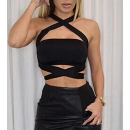 New Women Sexy Strapless Tube Top Fashion Cropped Bandeau Tops Underwear Bras Halter Lace-Up Bandage Crop Tops