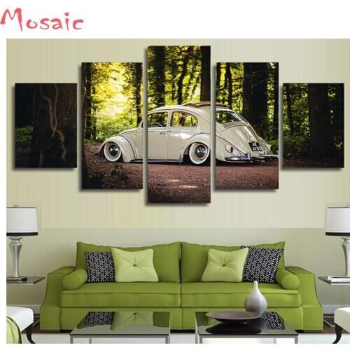 New arrials diamond Embroidery Mosaic picture"forest car"Pattern Multi-pictures diamond Painting for Living Room Home decor 5pcs