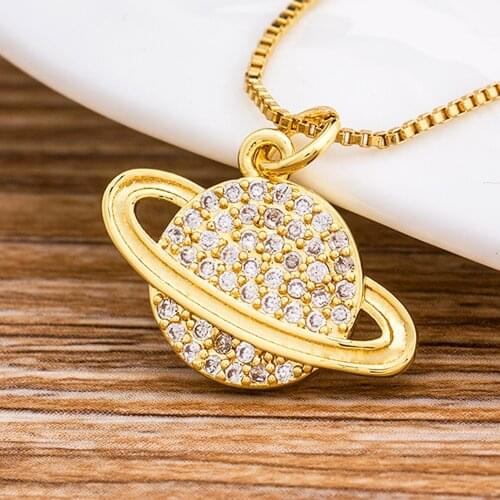 New Arrival Planet Earth Copper CZ Pendant Necklace Party & Wedding Charm Gold Chain Choker Necklaces For Women Jewelry Gift