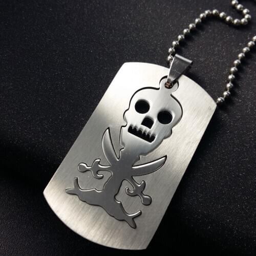Stainless Steel Game Anime Skull Skeleton Necklace Pirate Logo Necklace Mens Double Layer Detachable Skull Taro Necklac
