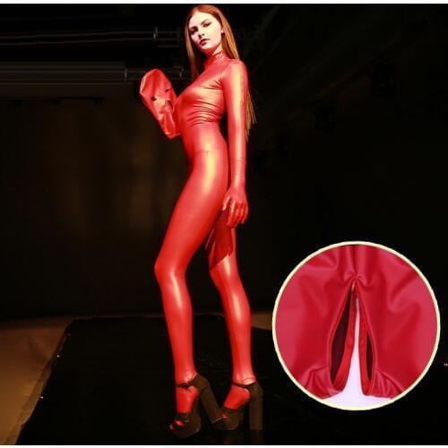 Sexy Latex Leather Corset Jumpsuit Women Zipper Open Crotch Romper Nightclub Gay Erotic Crotchless Zentai Latex Catsuit Custom