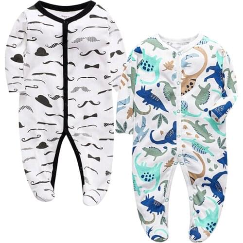 Hot Batch Newborn Baby Boys Girls Sleepers Pajamas Babies Jumpsuits 2 PCS/lot Infant Long Sleeve 0 3 6 9 12 Months Clothes