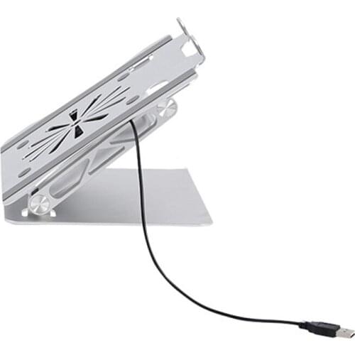 Laptop Stand Aluminum Alloy Adjustable Folding Non-Slip with USB Cooling Quiet Fan for 10 to 17.3 Inch Laptop