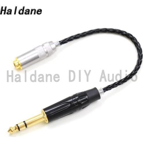 Haldane HIFI 7N Silver Plated 1/4 6.35mm TRS Male to 4.4mm Balanced Female Audio Adapter Cable 6.5 to 4.4 Connector DIY（Black