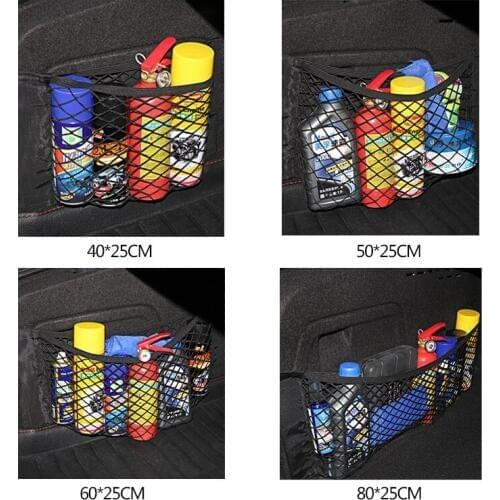 Car Trunk Storage Bag Velcro Elastic Rope Mesh Bag Universal Storage Rear Seat Back Storage finishing Car Supplies Storage Bag