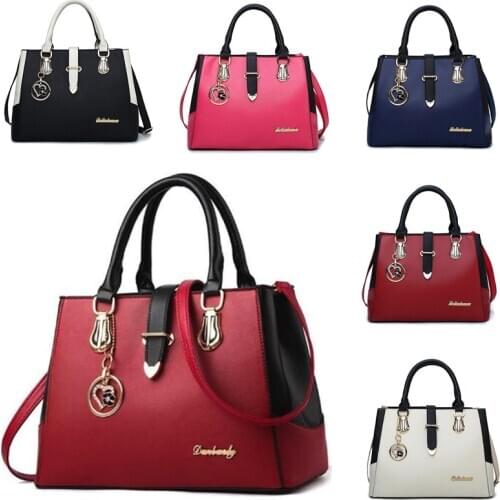 Ladies Hand Bags Fashion Patchwork Shoulder Office Work PU Leather Bag Female Casual Solid Color Bags Lady Simple Messenger Bag