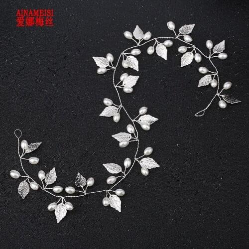 Bridal Pearl Hair Vine, Bridal Headband, Wedding Hair Accessoriss, Gold Leaf Vine, Bridal Headpiece Hair Jewelry