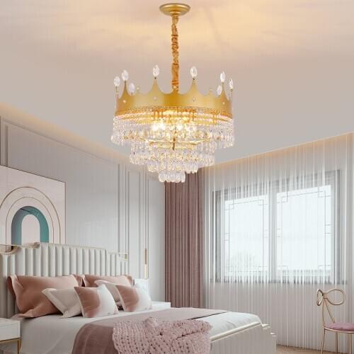 Golden crown led chandelier for dining living room shop led hanging chandelier lamp fixture Matte black/gold ZM112009