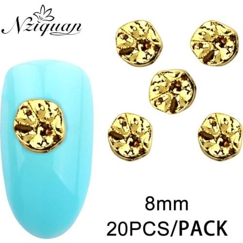 20PCS irregular disc nail decoration 3D nail art decoration four-color charm alloy nail art decoration accessories wholesale