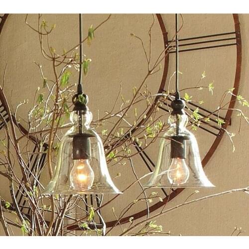 Vintage Clear Glass Bell Pendant Light Edison Era Style Old Fashioned Lighting Fixture LED Suspension Lamps PA0072