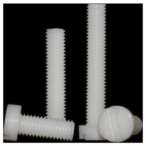 15pcs M8 PA66 Nylon Slotted Cylinder Head Screws Insulated Bolt Wear-resistant White Machine Screw DIN84 30mm-60mm Thread Length