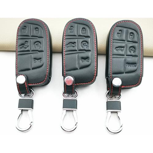 High Quality 100% Leather Car Key Cover for Fiat for Jeep Grand Cherokee Transformers 2014 2015 Chrysler 300C Auto Parts