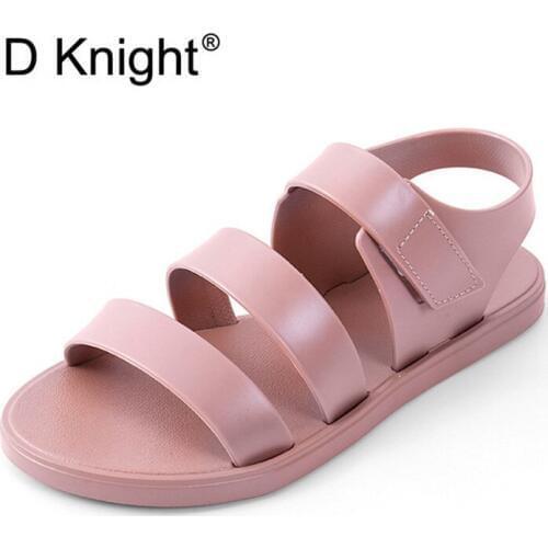 Korean New 2019 Flats Platform Sandals For Women Summer Buckle Designer Lady Jelly Shoes Comfortable Casual Female Beach Sandals